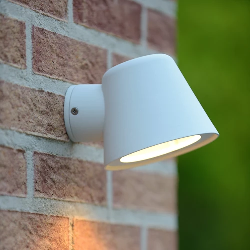 Lucide DINGO-LED - Applique murale Intérieur/Extérieur - LED Dim. - GU10 - 1x5W 3000K - IP44 - Blanc - ambiance 1